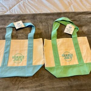Trader Joe's Pastel Canvas Tote Set - blue and green